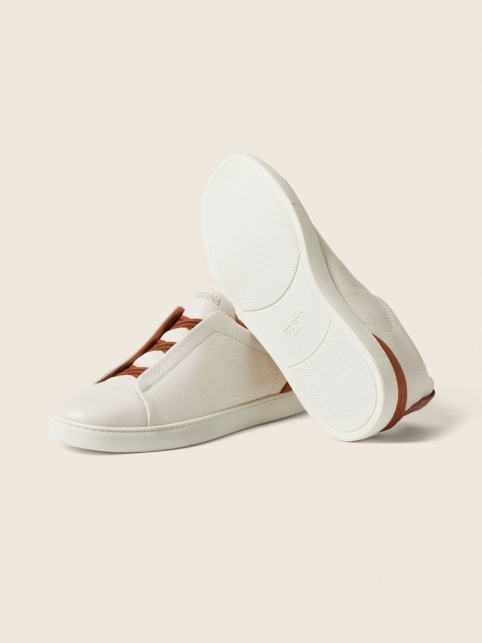 Zegna Off White Deerskin Triple Stitch™ Sneakers - Image 6