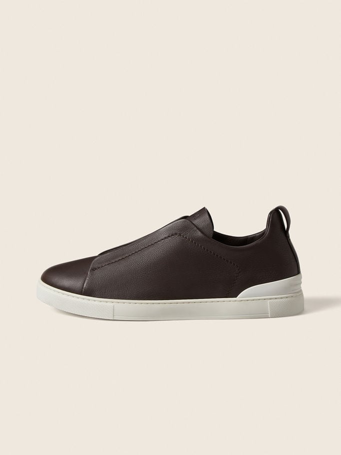 Zegna Dark Brown Triple Stitch™ SECONDSKIN Sneakers - Image 2