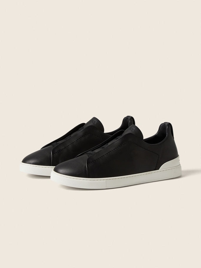 Zegna Black Triple Stitch™ SECONDSKIN Sneakers - Image 7