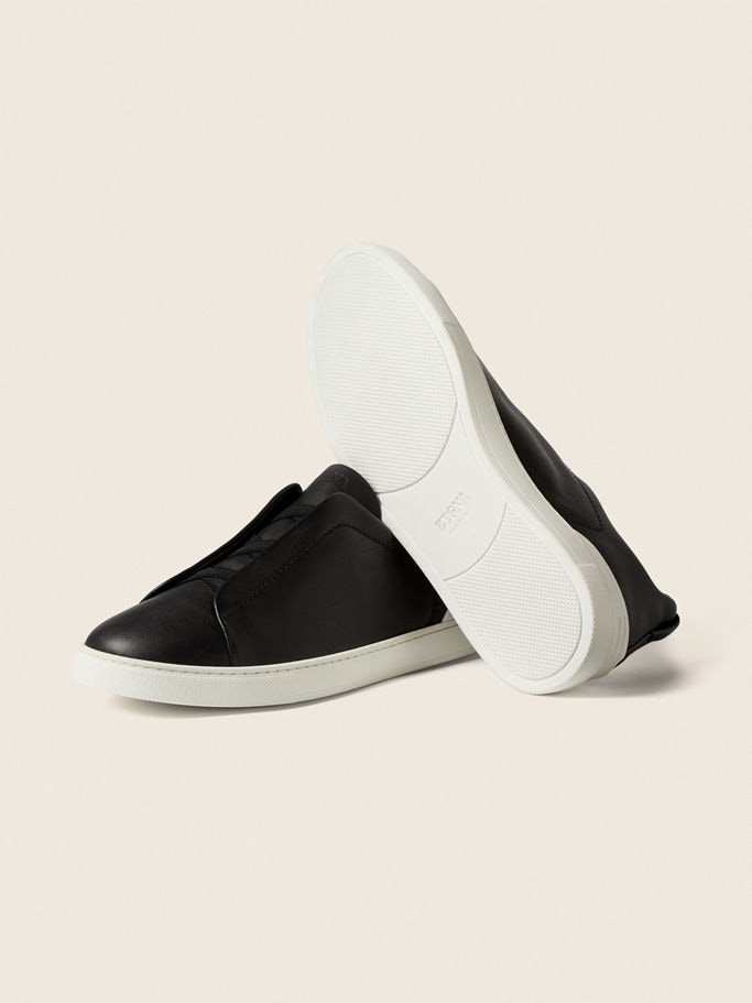 Zegna Black Triple Stitch™ SECONDSKIN Sneakers - Image 4