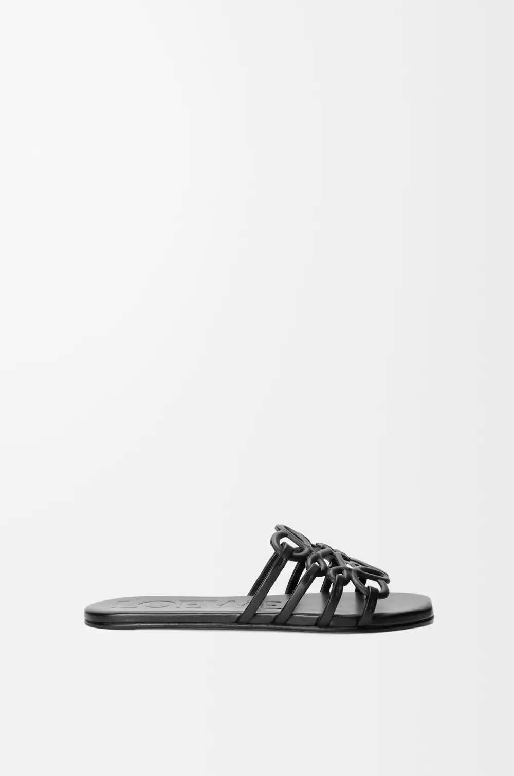 lOEWE Petal Anagram Slide In Soft Calfskin Black - Image 2