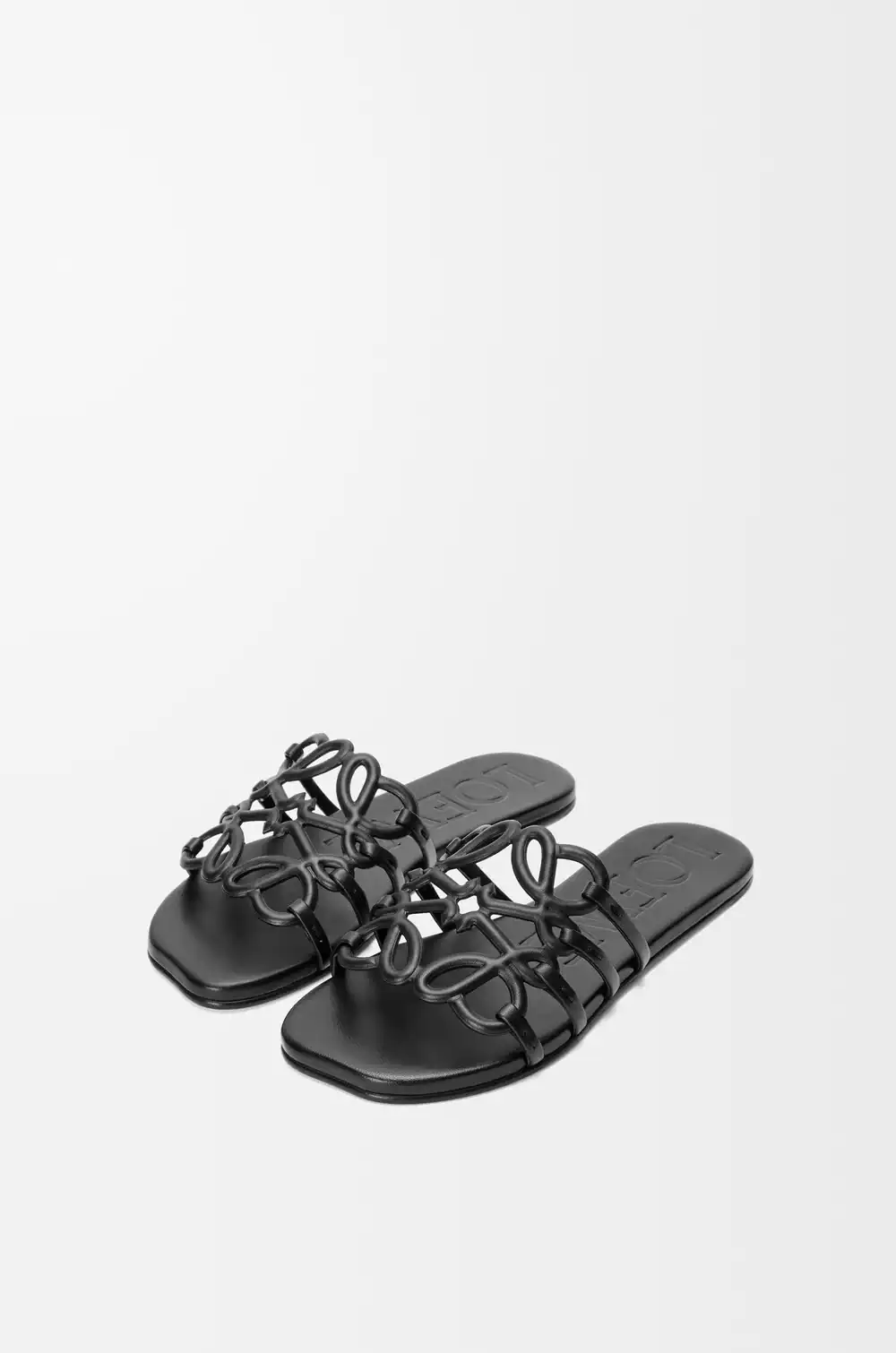 lOEWE Petal Anagram Slide In Soft Calfskin Black - Image 4