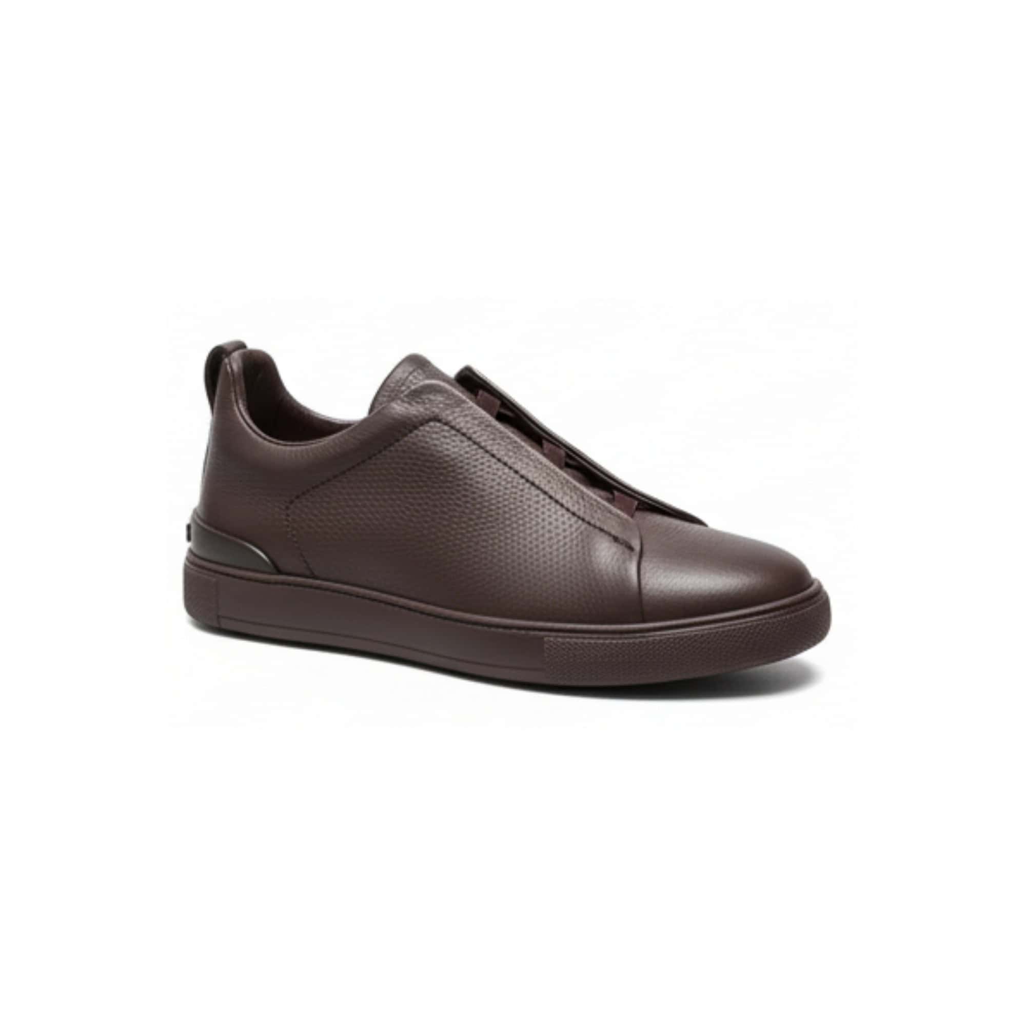 Zegna Suede Triple Stitch Sneakers Brown - Image 4