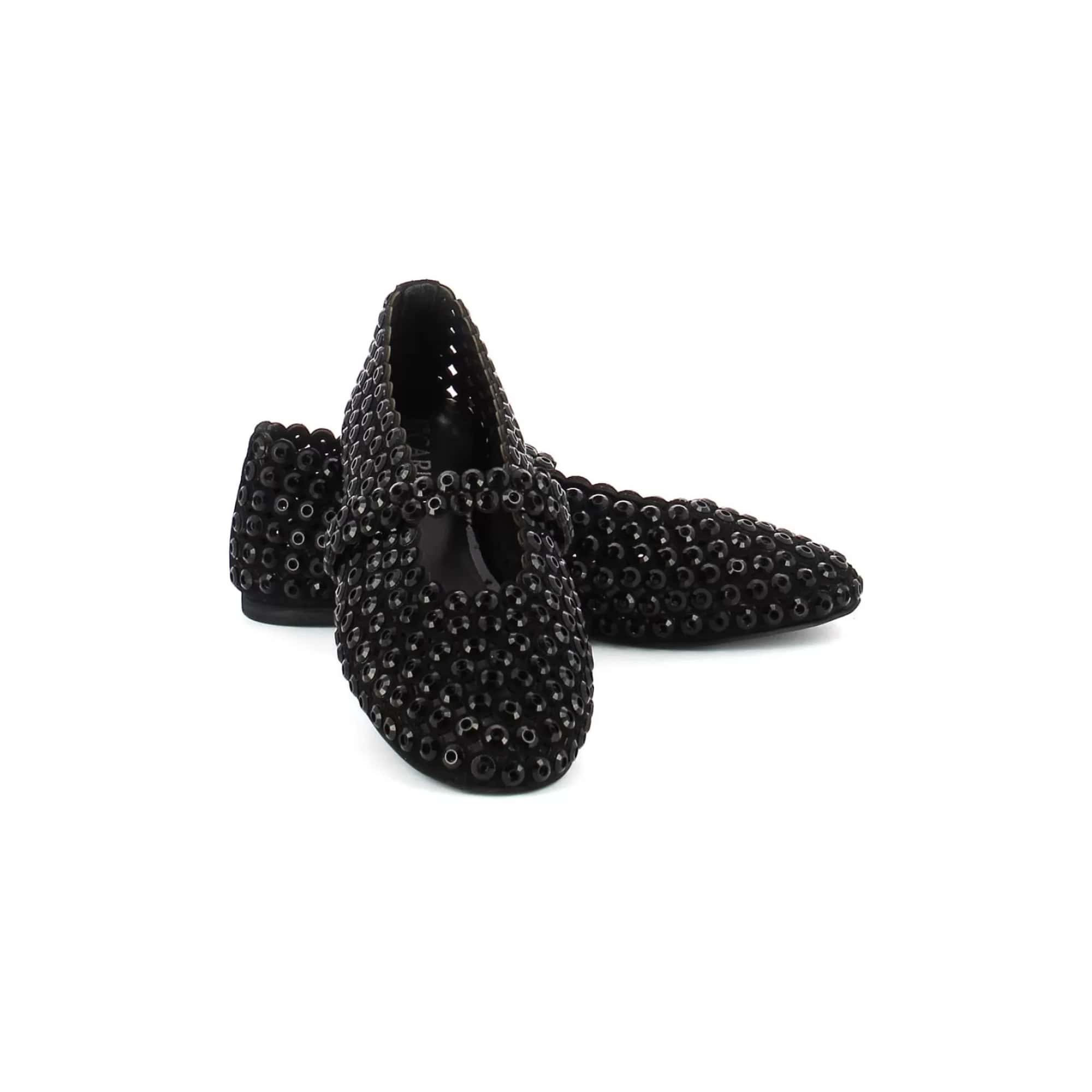 Alaïa Suede Glass-Embellished Ballet Flats Black - Image 4