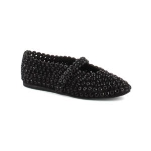 Alaïa Suede Glass-Embellished Ballet Flats Black