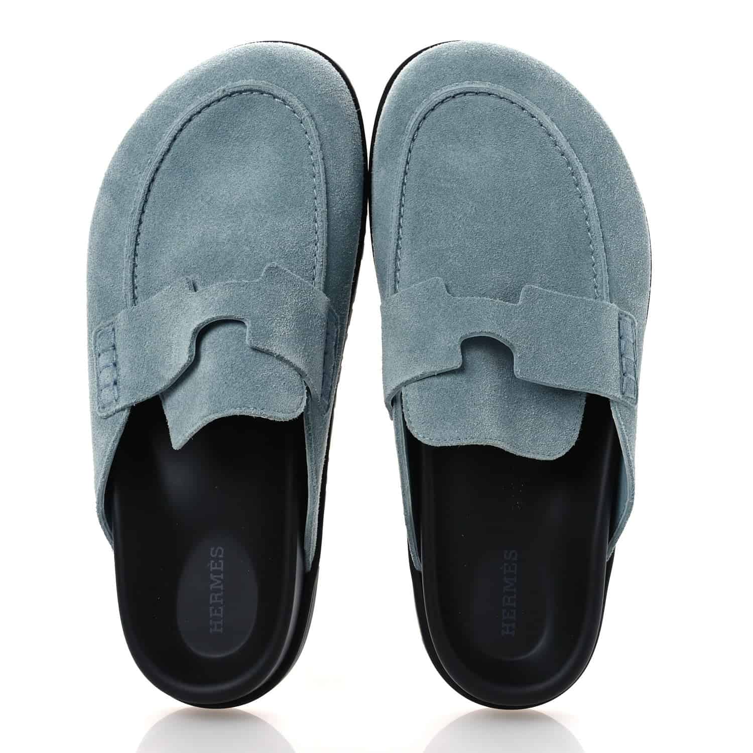 Hermès Go Mules Made Of Light Blue Suede Calfskin - Image 2