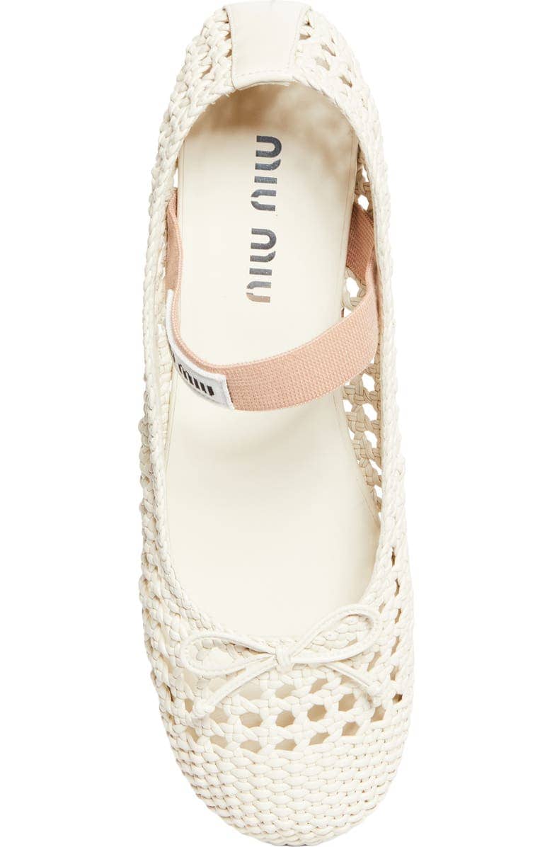 Miu Miu Mesh Fabric Ballerinas White - Image 4
