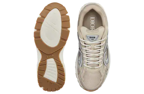 Cream mesh Dior sneaker with B30 Countdown design for stylish comfort.