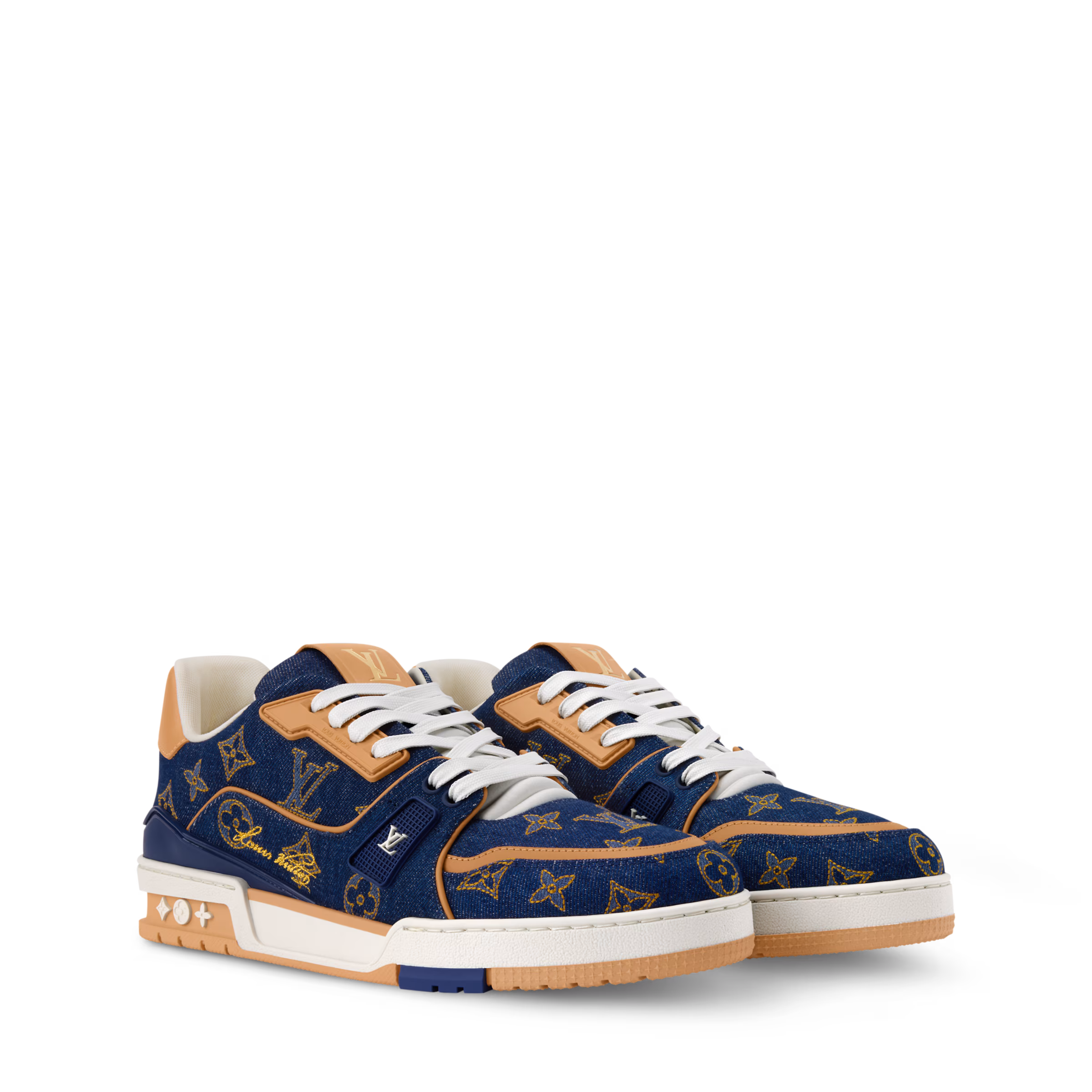 LV Trainer Sneaker Blue/Gold - Image 3