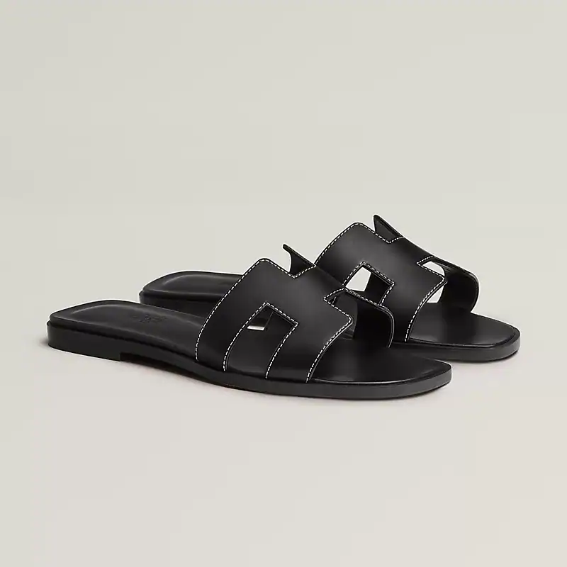 Hermes Oran Sandal Noir Calfskin Leather - Image 3