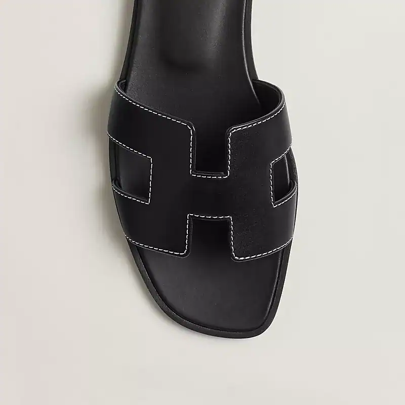 Hermes Oran Sandal Noir Calfskin Leather - Image 5