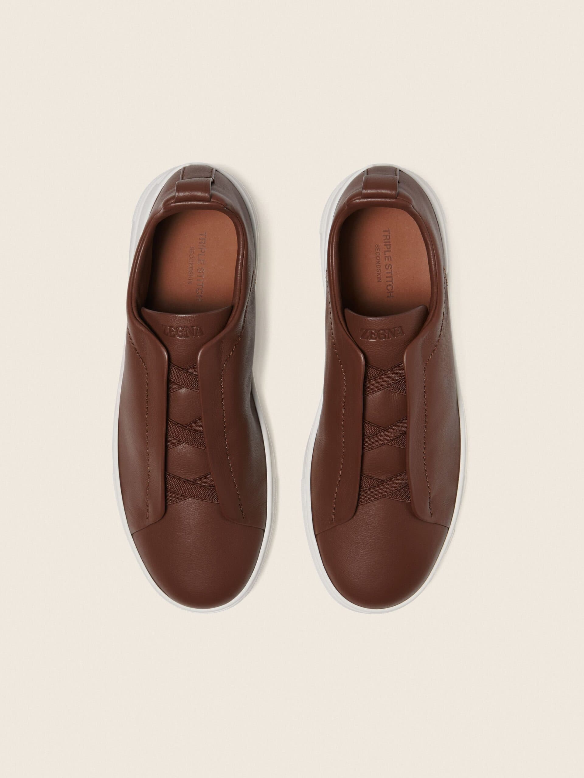 Zegna Almond Brown Triple Stitch™ SECONDSKIN Sneakers - Image 4