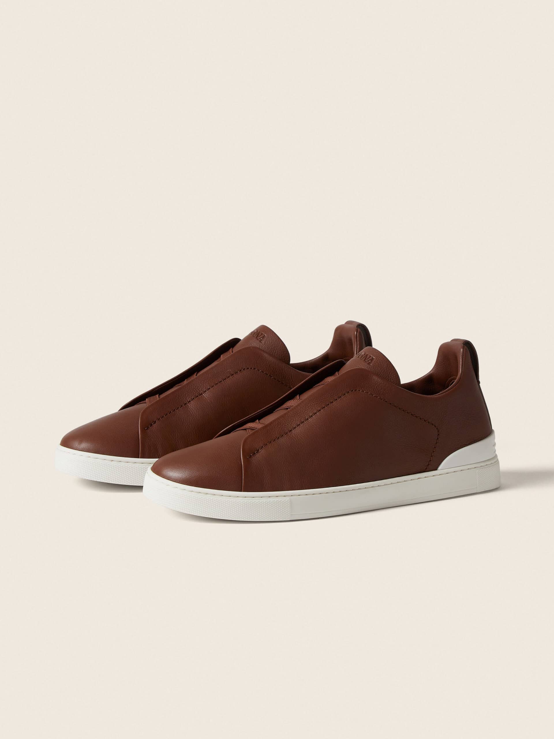 Zegna Almond Brown Triple Stitch™ SECONDSKIN Sneakers - Image 3
