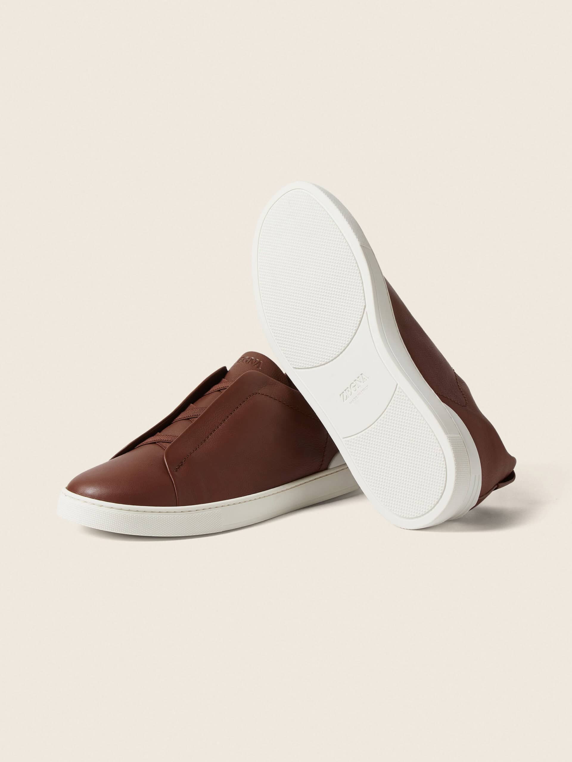 Zegna Almond Brown Triple Stitch™ SECONDSKIN Sneakers - Image 5