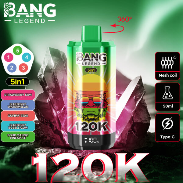 Bang Legend 120K Strawberry Kiwi/Blueberry Watermelon/Bear Fudge/Blueberry Bubble Gum/Sour Mango Pineapple