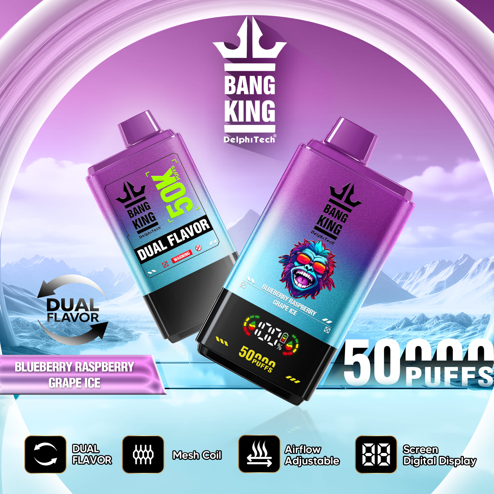 Bang King 50000 Blueberry Raspberry/Grape Ice