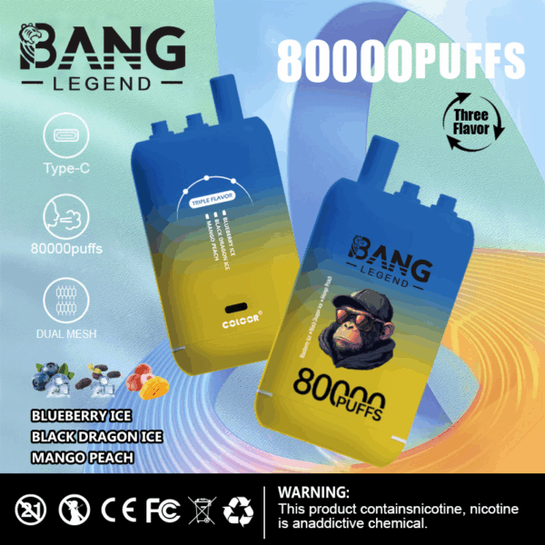 Bang Legend 80000 Blueberry Ice/Black Dragon Ice/Mango Peach