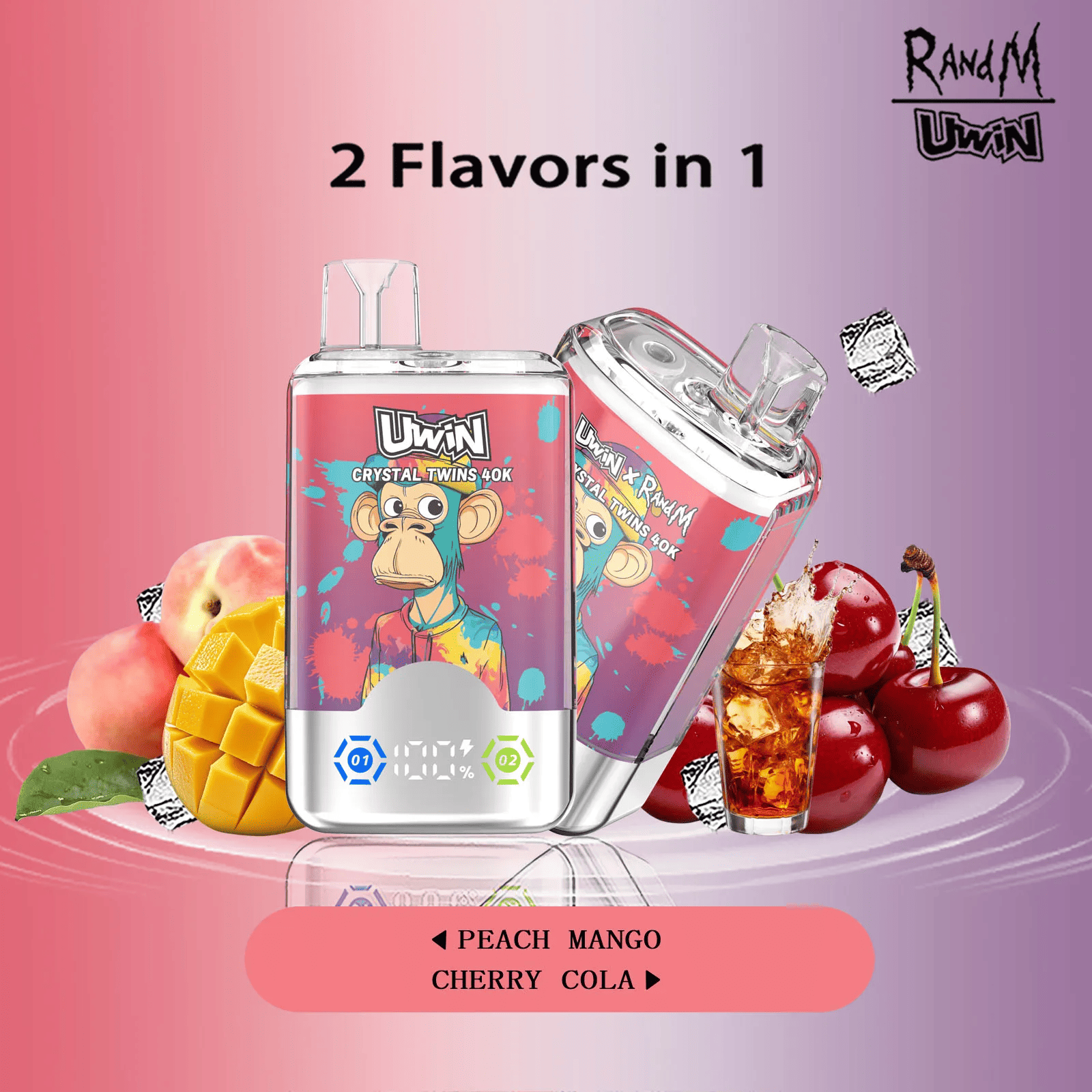 Uwin Crystal Twins 40000 Peach Mango/Cherry Cola