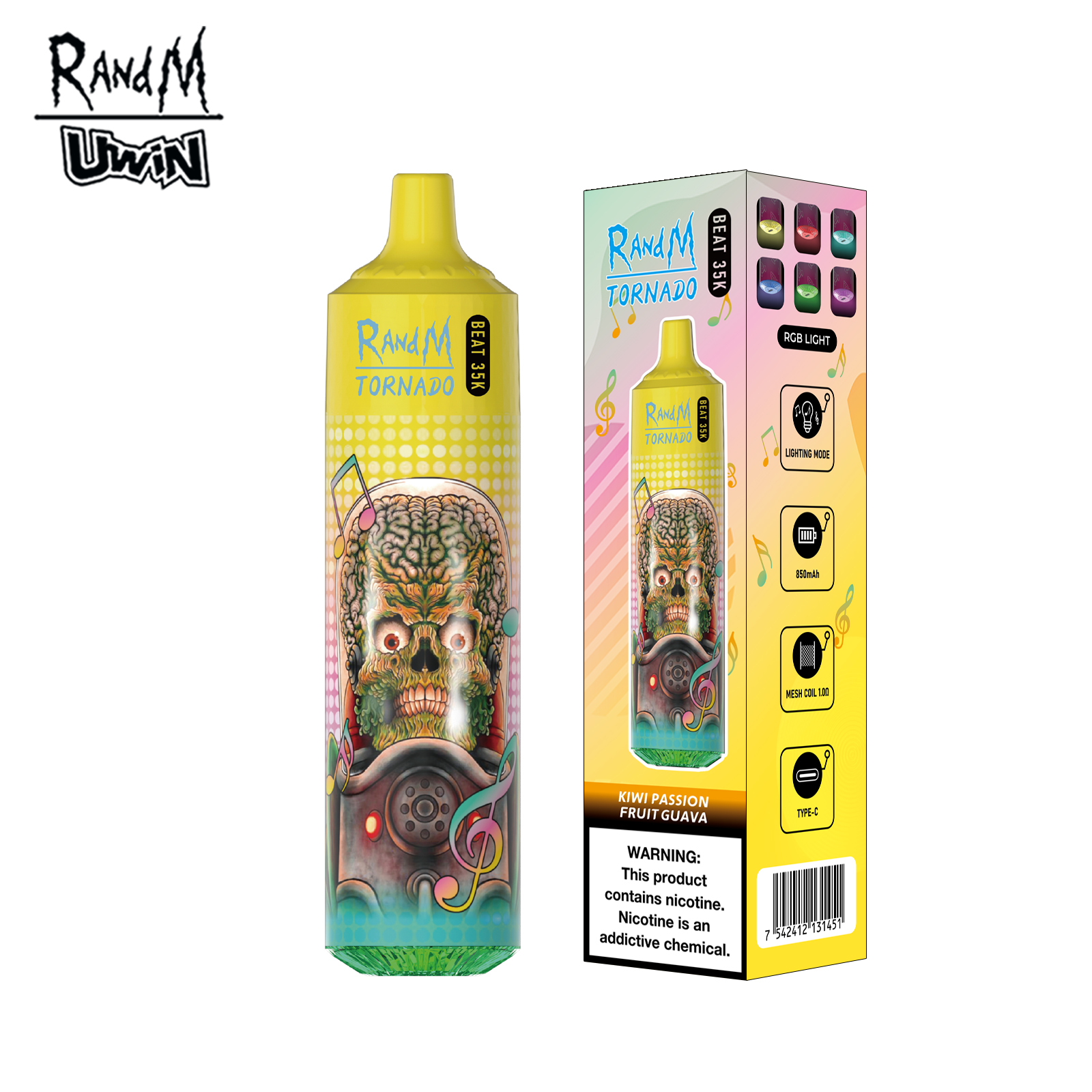 Uwin RandM Tornado Beat 35000 Kiwi Passion Fruit Guava - Billede 2