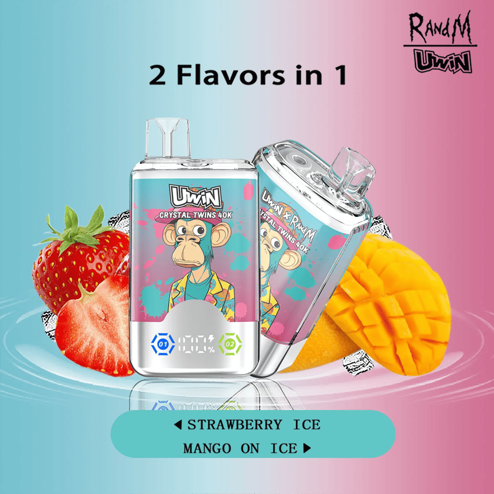 Uwin Crystal Twins 40000 Strawberry Ice/Mango On Ice