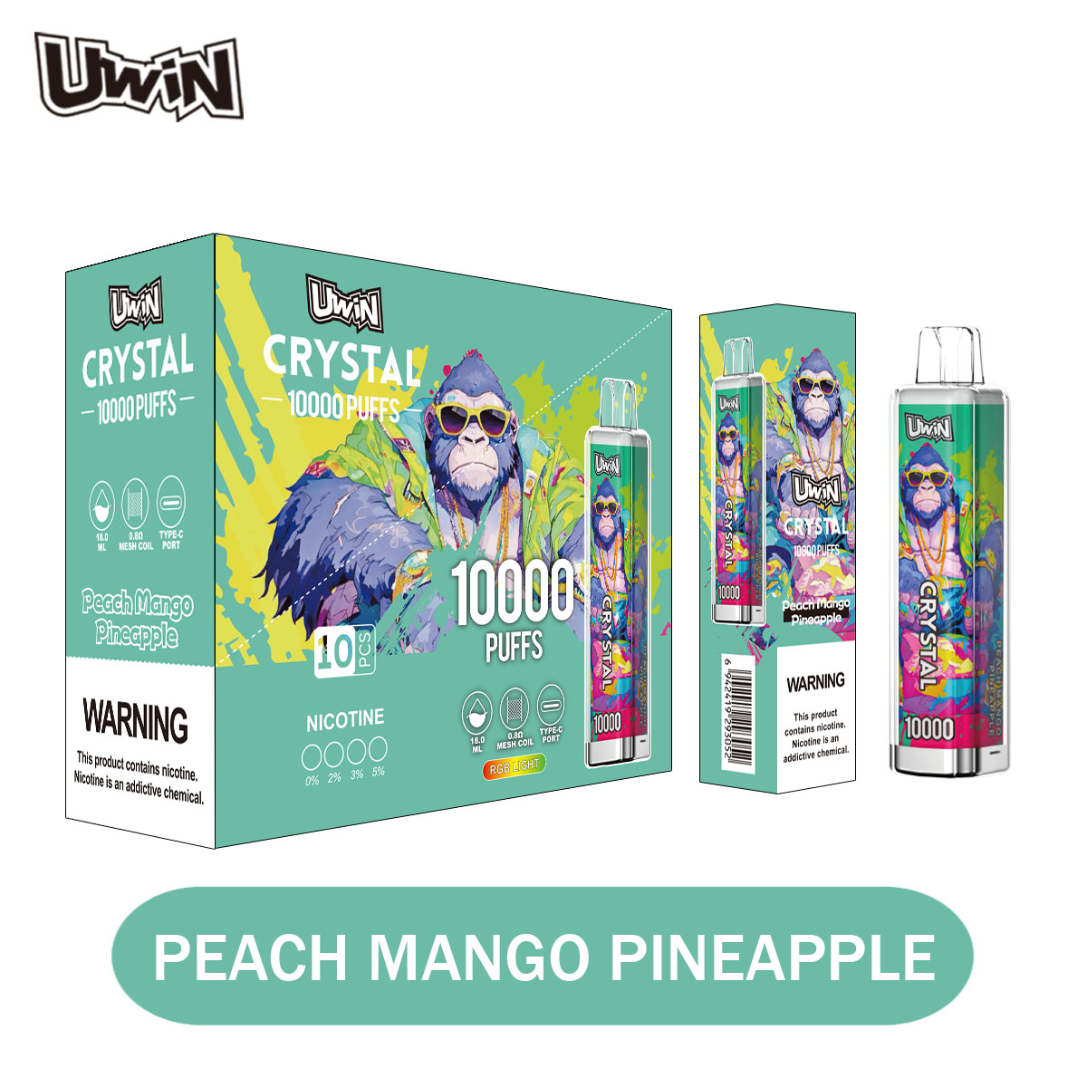 Uwin Crystal 10000 Peach Mango Pineapple - Billede 3