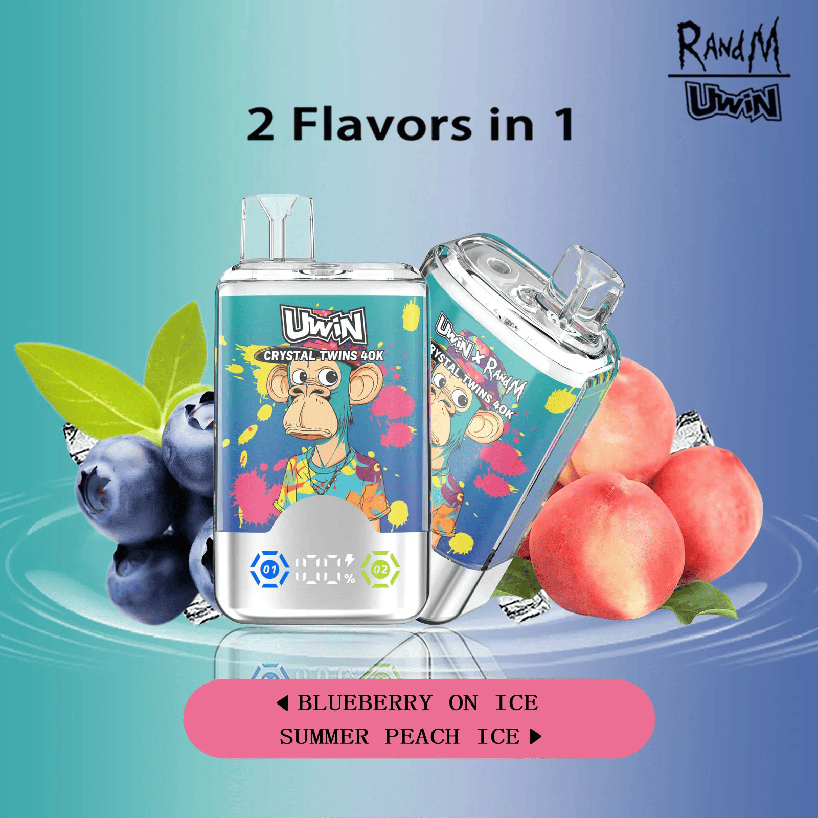 Uwin Crystal Twins 40000 Blueberry On Ice/Summer Peach Ice