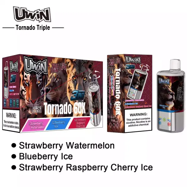 Uwin Tornado Triple 60000 Blueberry Ice/Strawberry Watermelon/Strawberry Raspberry Cherry Ice - Billede 3
