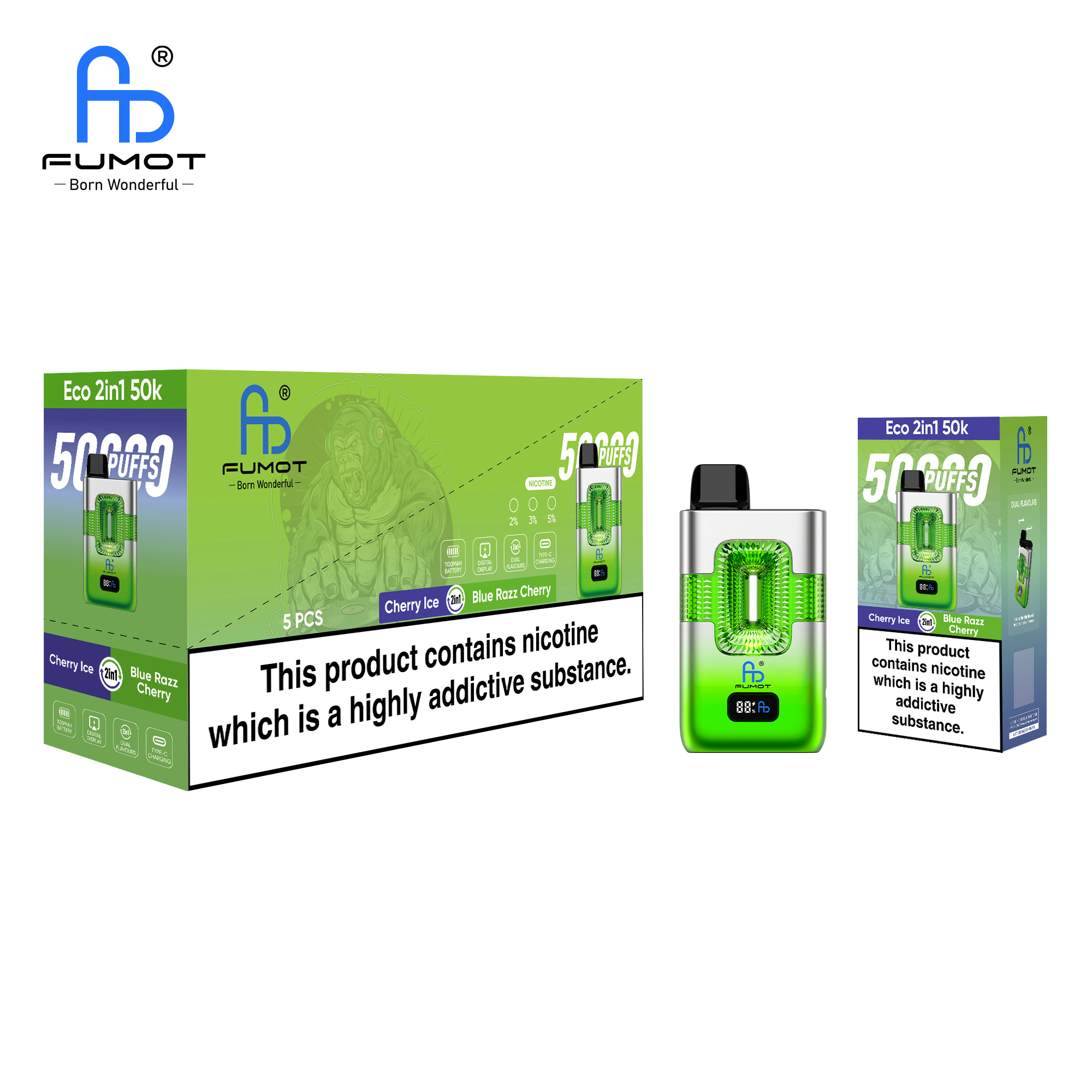 Fumot ECO 2in1 50K Cherry Ice/Blue Razz Cherry – Bild 4