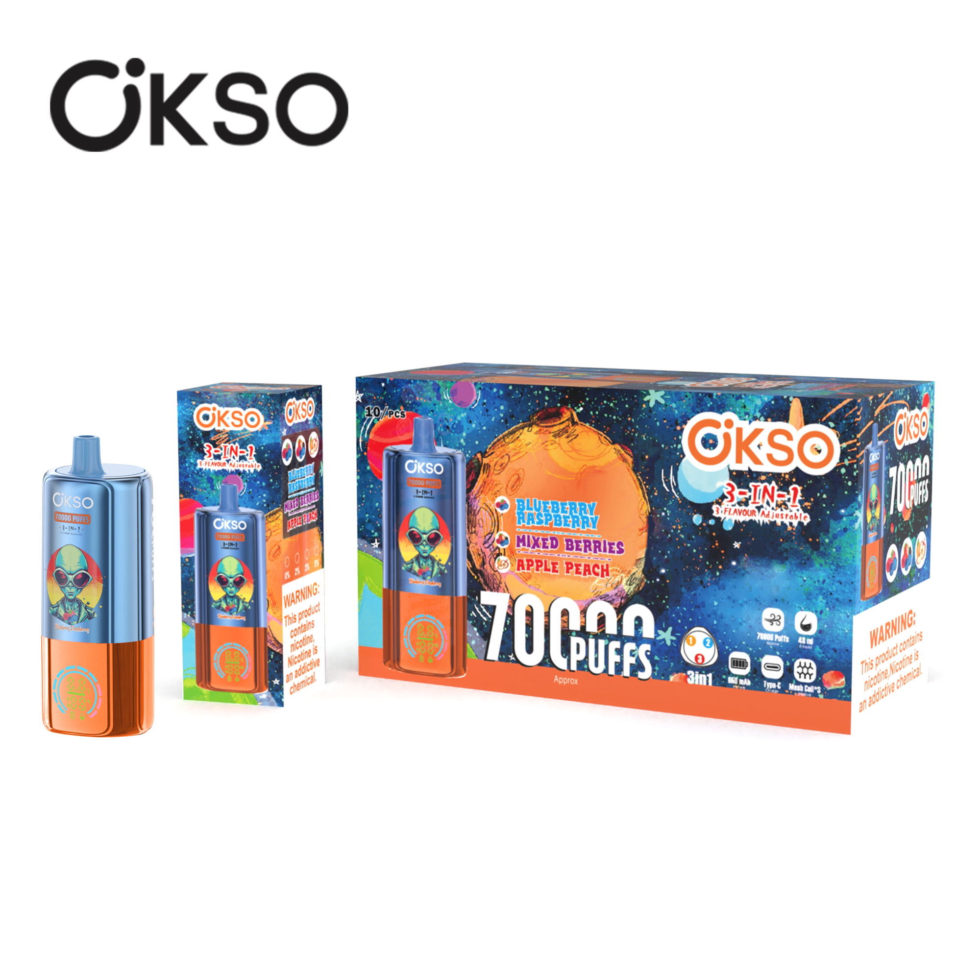 OKSO 3IN1 70000 Blueberry Raspberry/Mixed Berries/Apple Peach