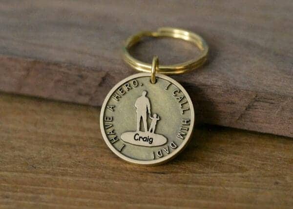 Personalized brass father and son keychain FM-249