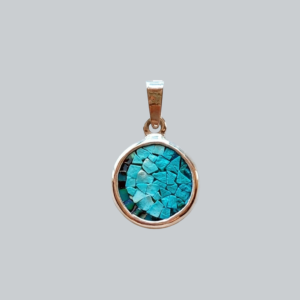 Cami Micro Mosaic Blue Round Pendant - Handmade 925 Sterling Silver