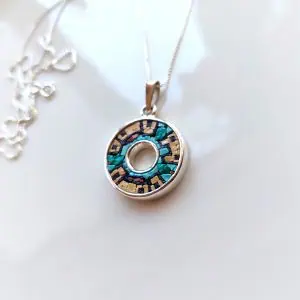 Palestinian village design  micro mosaic jewelry.