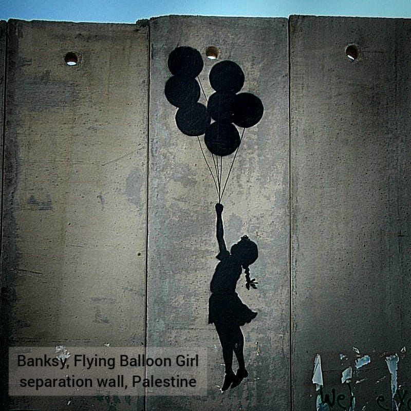 Banksy – Flying Balloon Girl Graffiti on the Wall