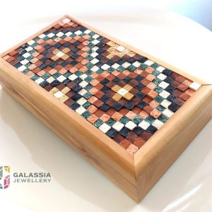 Handmade Jewelry Box Mosaic with Olive Wood Inlay Storage Solution