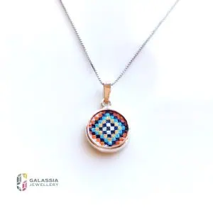 Rainbow Micro Mosaic Necklace Multicolor Sterling Silver