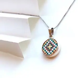 Rainbow Micro Mosaic Necklace Sterling Silver