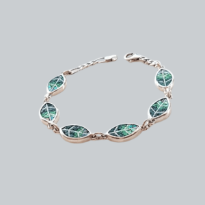 Olive leaves Micro Mosaic Bracelet - Handmade 925 Sterling Silver