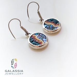 micro mosaic earrings seashell with malachite stone