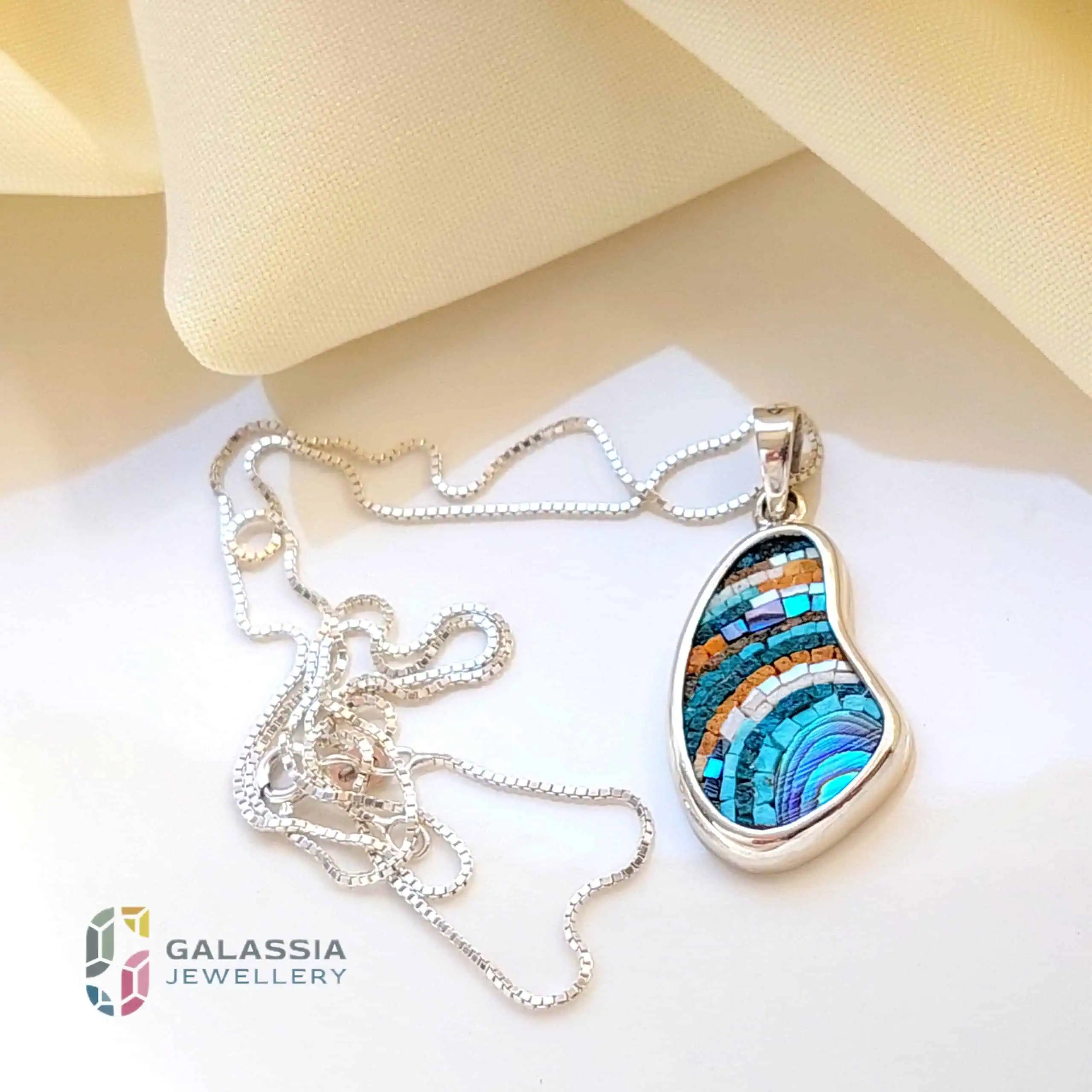 Handmade necklace color space micro mosaic jewelry