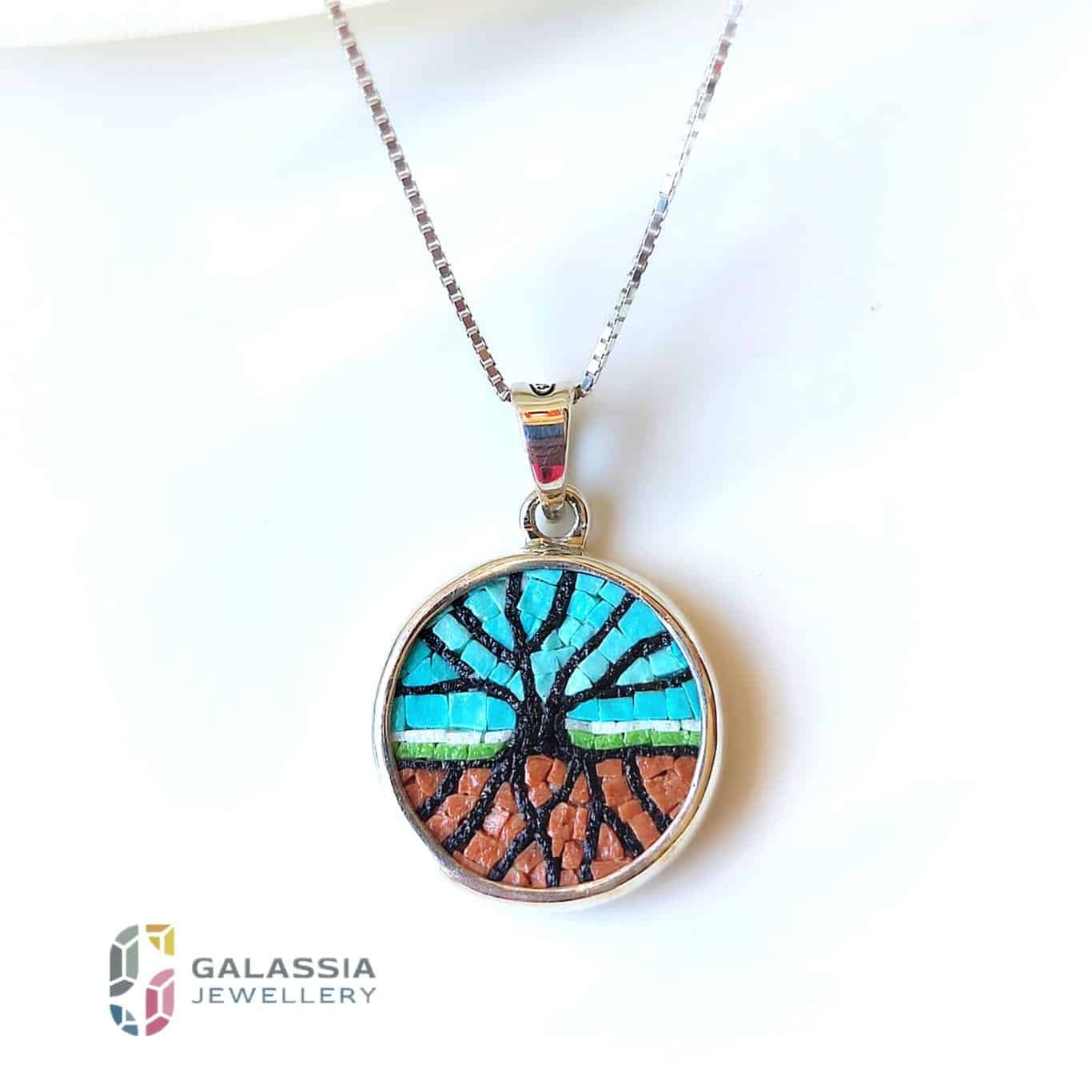 Tree of Life Jewelry 925 Sterling Silver Micro Mosaic Pendant