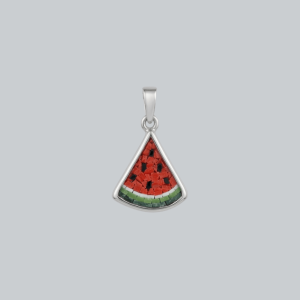 Watermelon Micro Mosaic Pendant - Handmade 925 Sterling Silver