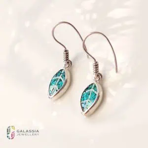 Olive Leaf Jewelry 925 Sterling Silver Micro Mosaic Earrings