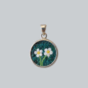 Narcissus Flower Micro Mosaic Pendant - Handmade 925 Sterling Silver
