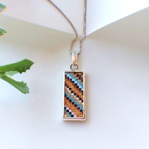Rainbow Arch Micro Mosaic Pendant – Handmade 925 Sterling Silver