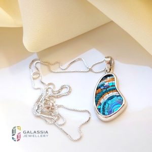 Sea Tune Micro Mosaic Pendant – Handmade 925 Sterling Silver