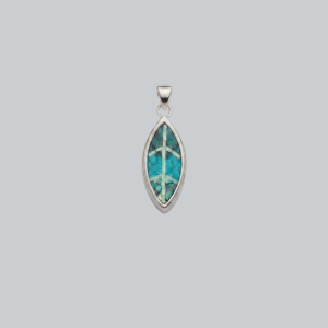 Olive Leaf Micro Mosaic Pendant - Handmade 925 Sterling Silver