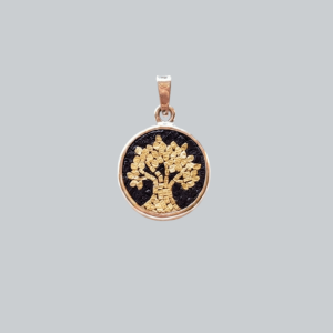 Olive Tree Micro Mosaic Pendant – Handmade 925 Sterling Silver