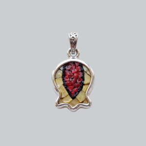 Pomegranate Micro Mosaic Pendant – Handmade 925 Sterling Silver