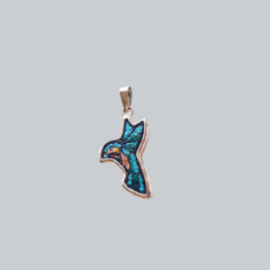 Palestinian Sunbird Micro Mosaic Pendant - Handmade 925 Sterling Silver