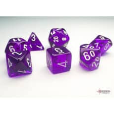 Sada kostek Chessex Translucent Purple/White Mini Polyhedral 7-Die Set (20377)